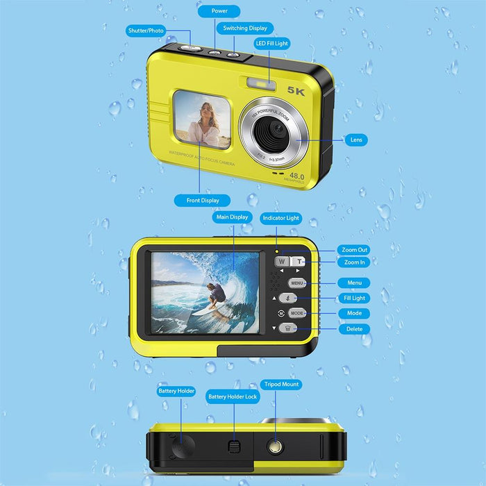 Wdc901 3.5M Waterproof 48Mp Hd Dual Screen Outdoor Sports Digital Camera