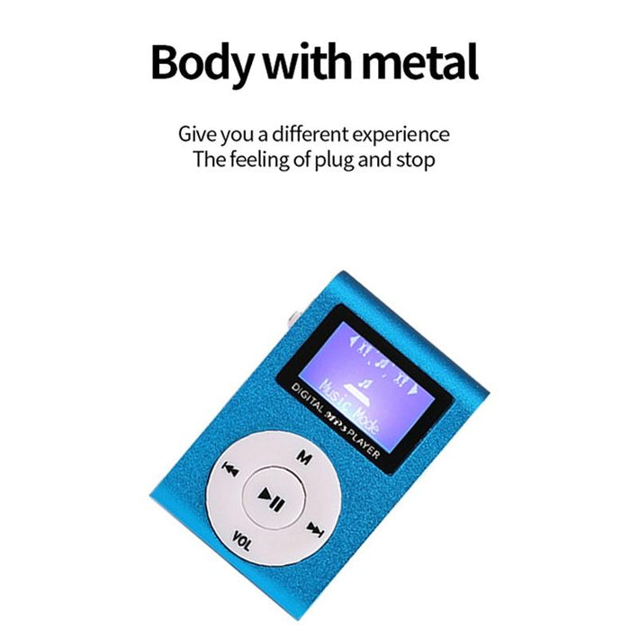 Metal Mini Mp3 Player + Earphones & Cable