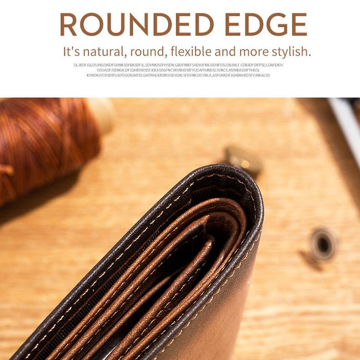 05 Men Leather Wallet Anti-Theft Multi-Card Bit Soft Cowhide Wallet Colour Yellow Brown