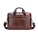 Men Leather Messenger Bag - 14 Inch Handheld Briefcase Brown