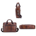 Men Leather Messenger Bag - 14 Inch Handheld Briefcase Brown