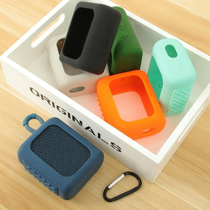 For Jbl Go3 Bluetooth Speaker Silicone Cover Portable Protective Case With Carabiner