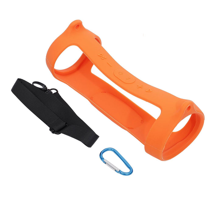 For Jbl Charge 4 Bluetooth Speaker Portable Silicone Protective Cover With Shoulder Strap & Carabiner