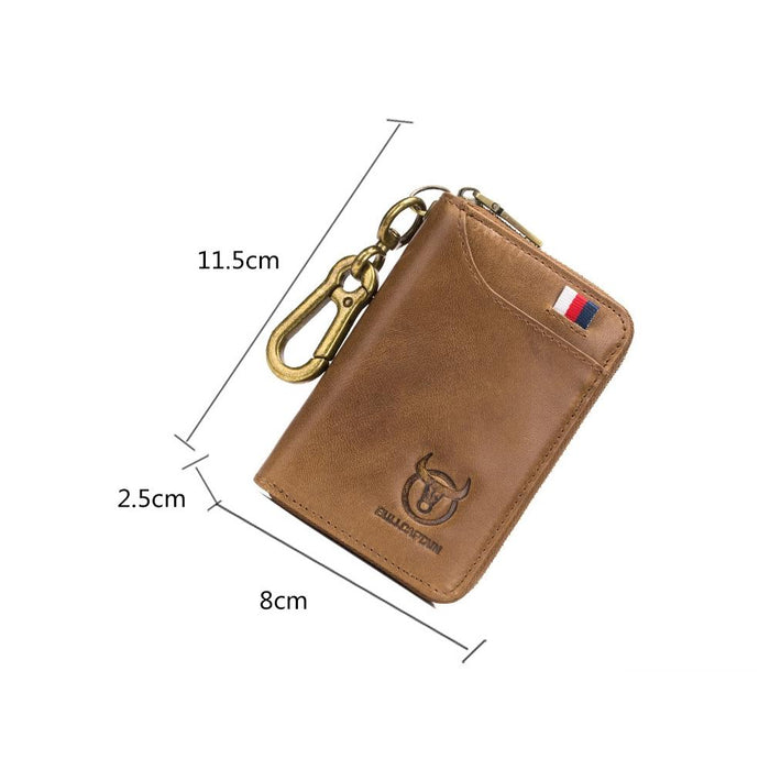 Blue Leather Multifunctional Coin Purse With Key Holder