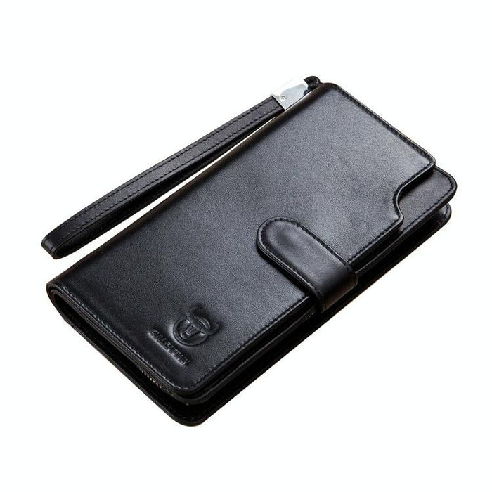 028 Long Buckle Retro Cowhide Multi-Function Wallet