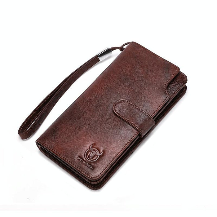 028 Long Buckle Retro Cowhide Multi-Function Wallet