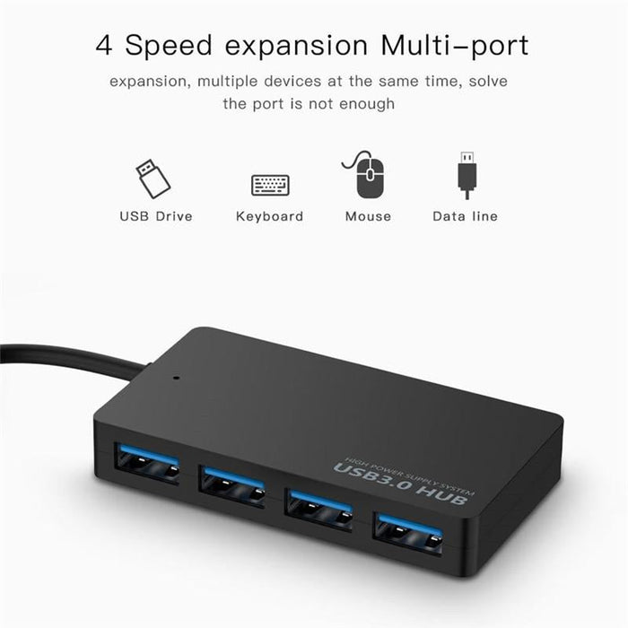 4-Port Usb Adapter Cable High-Speed Docking Station & Multi-Interface Hub Black