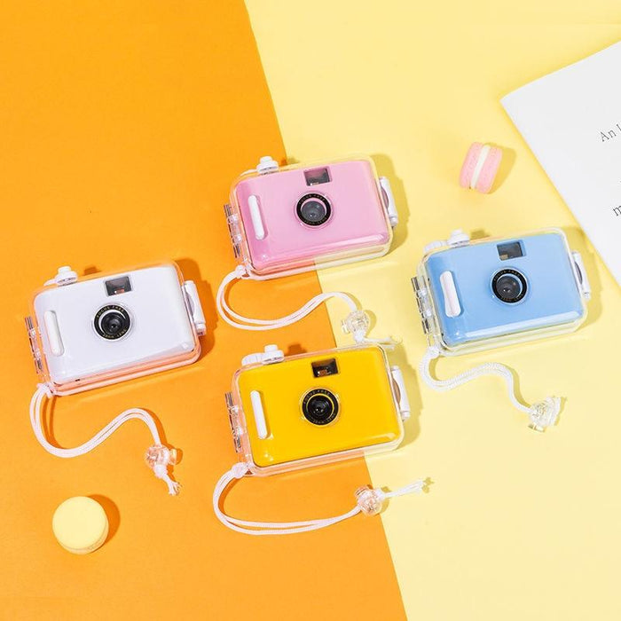 Cute Retro Film Waterproof Shockproof Camera With Disposable Film All White Shell