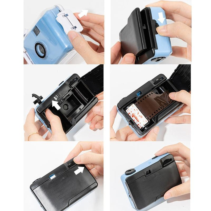 Cute Retro Film Waterproof Shockproof Camera With Disposable Film All White Shell