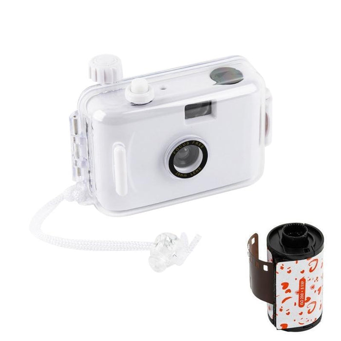 Cute Retro Film Waterproof Shockproof Camera With Disposable Film All White Shell