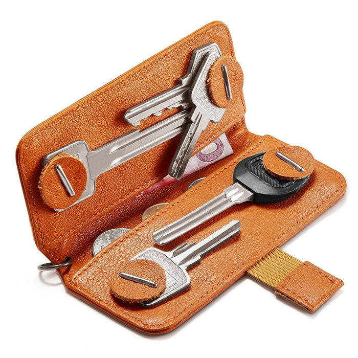 Leather Key Case With Pull Out Coin Purse Compact Key Storage For Men And Women