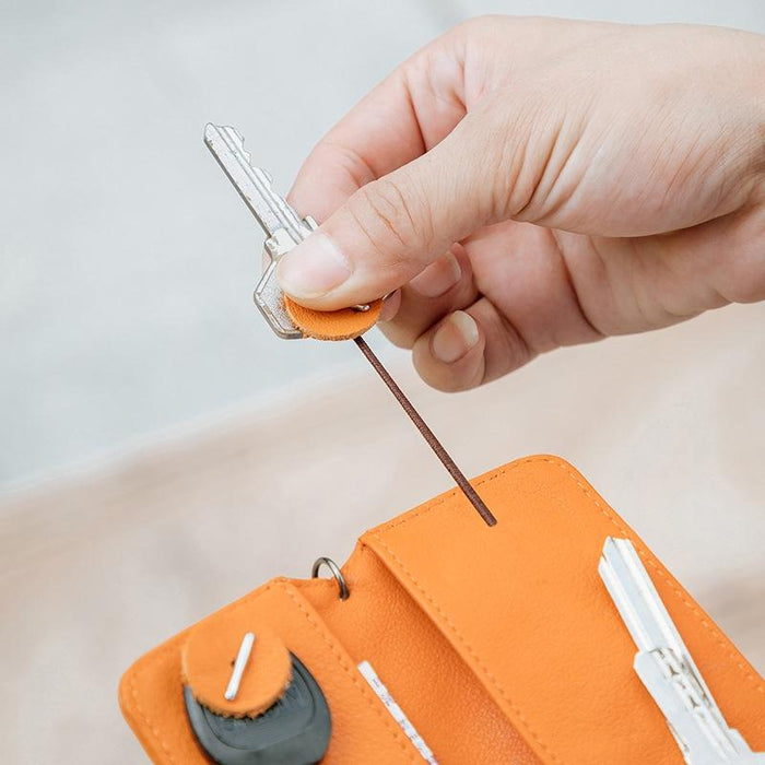 Leather Key Case With Pull Out Coin Purse Compact Key Storage For Men And Women