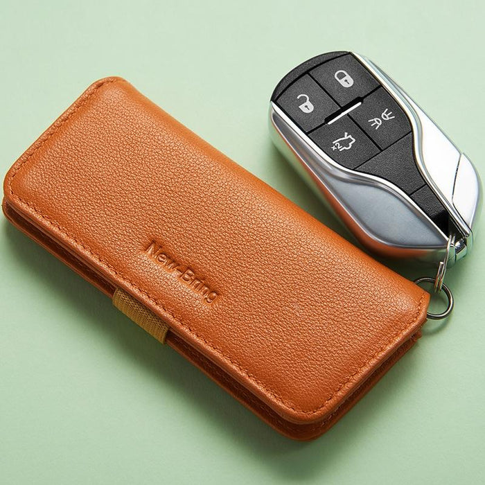 Leather Key Case With Pull Out Coin Purse Compact Key Storage For Men And Women