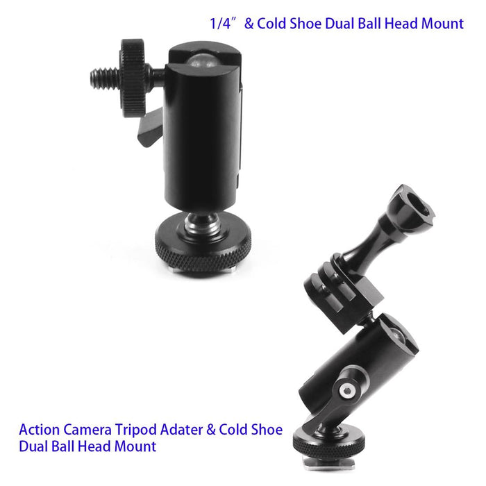 Magic Arm Dual Ballhead Cold Shoe 1/4 Inch Mount Adapter