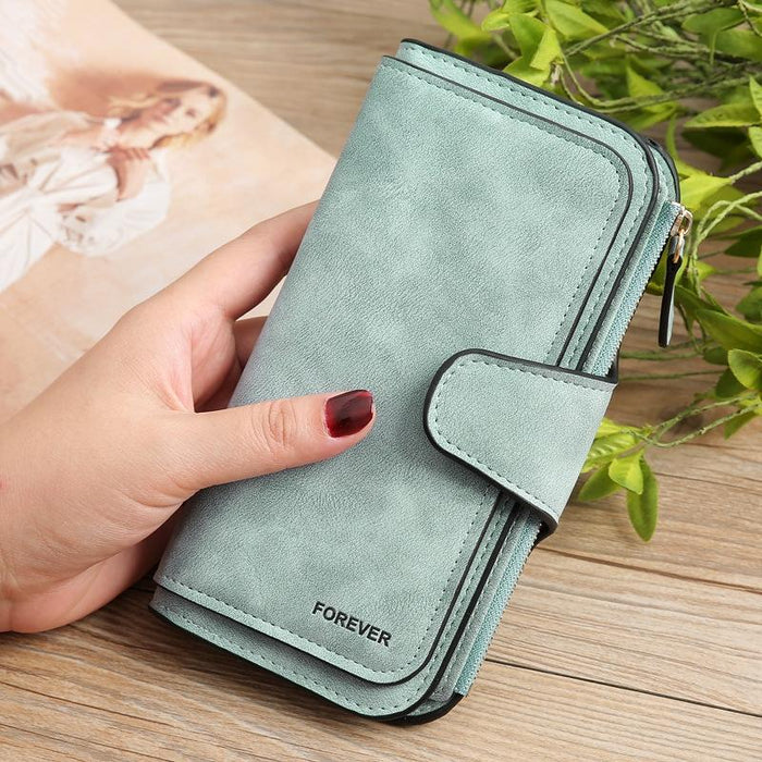 B821 Ladies Frosted Coin Purse Pu Leather Clutch Multi-Purpose Long Wallet Large Capacity Card Case