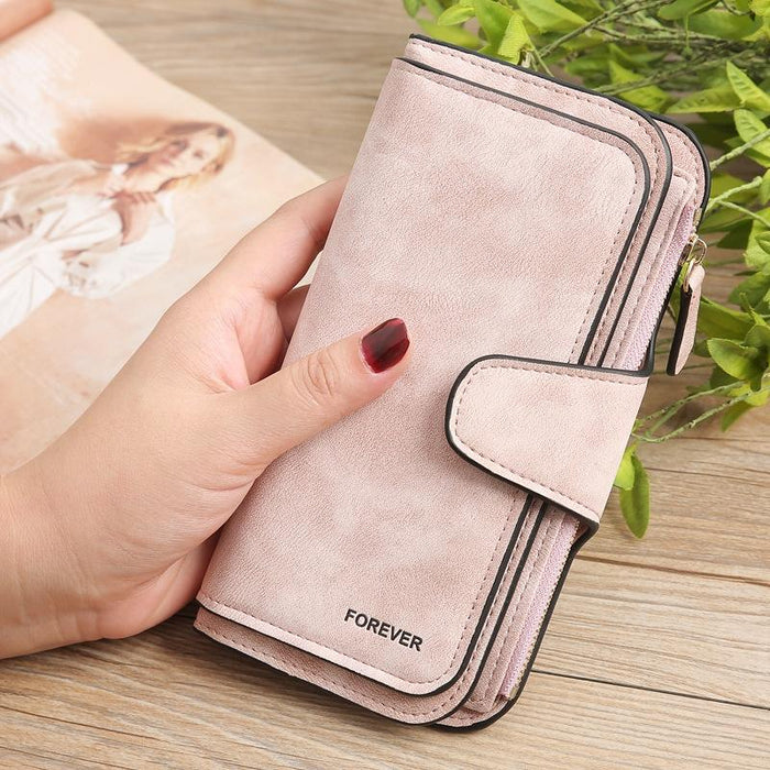 B821 Ladies Frosted Coin Purse Pu Leather Clutch Multi-Purpose Long Wallet Large Capacity Card Case