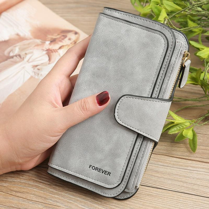 B821 Ladies Frosted Coin Purse Pu Leather Clutch Multi-Purpose Long Wallet Large Capacity Card Case
