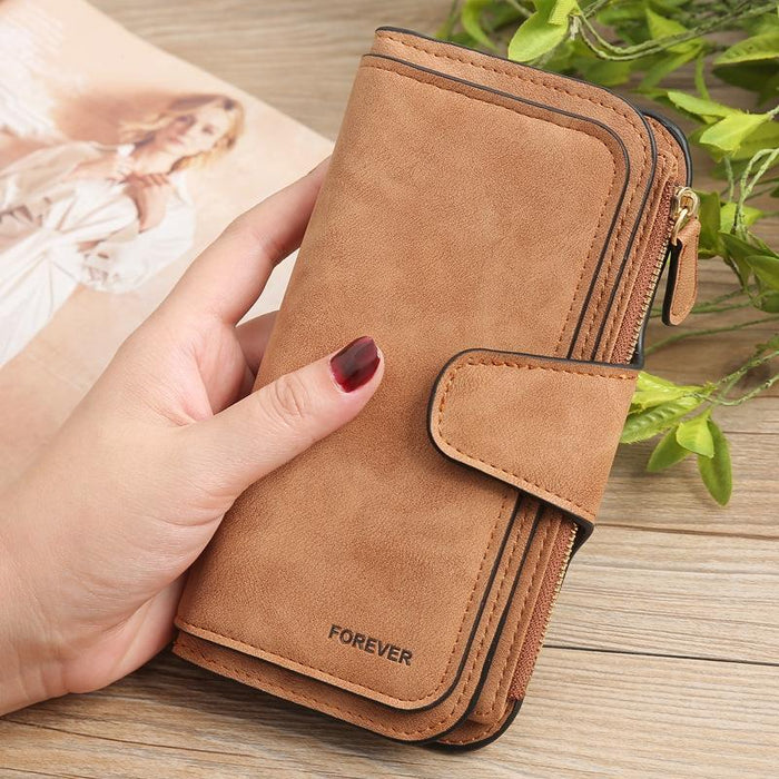 B821 Ladies Frosted Coin Purse Pu Leather Clutch Multi-Purpose Long Wallet Large Capacity Card Case