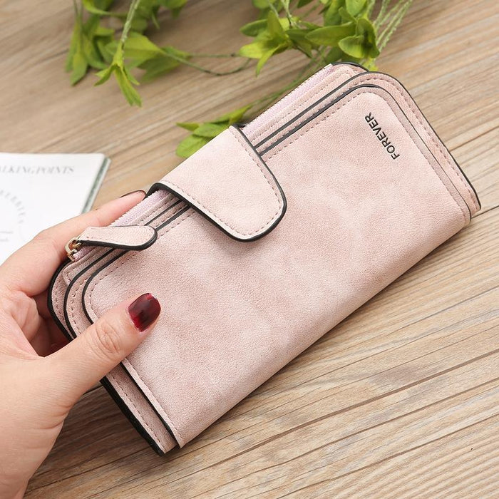 B821 Ladies Frosted Coin Purse Pu Leather Clutch Multi-Purpose Long Wallet Large Capacity Card Case