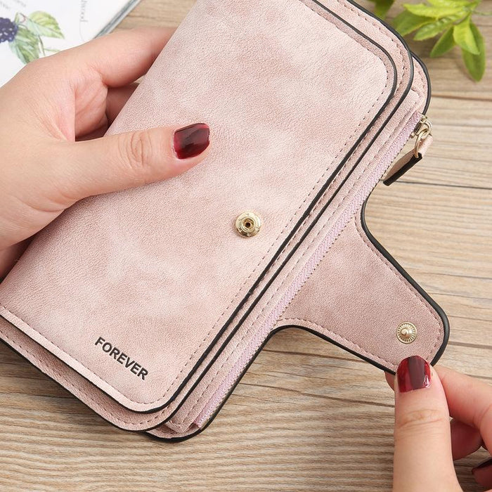 B821 Ladies Frosted Coin Purse Pu Leather Clutch Multi-Purpose Long Wallet Large Capacity Card Case