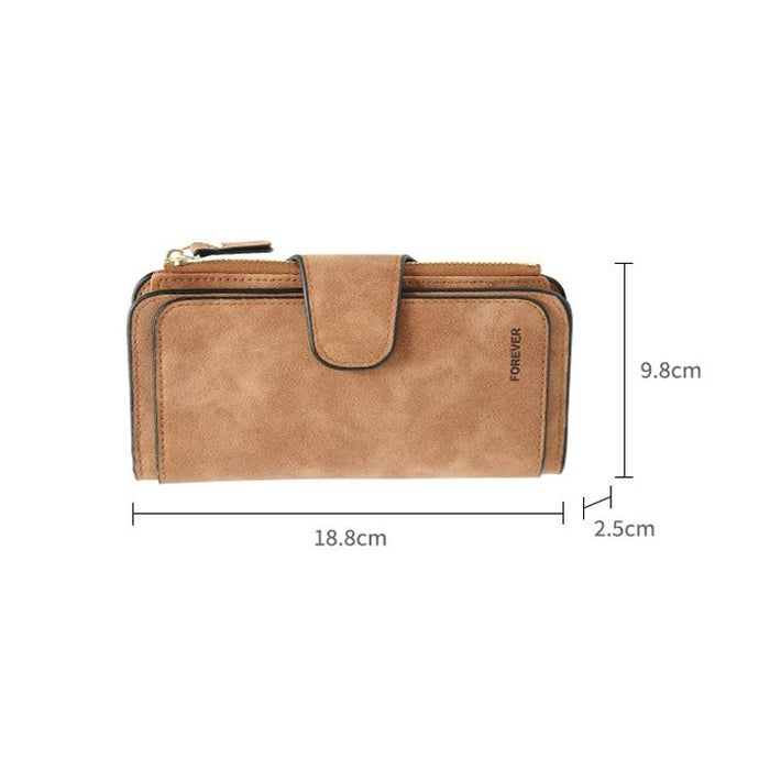 B821 Ladies Frosted Coin Purse Pu Leather Clutch Multi-Purpose Long Wallet Large Capacity Card Case
