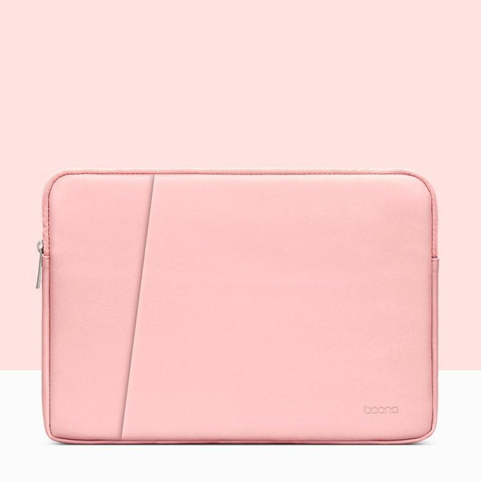 Double-Layer Leather Laptop Bag - Pink - Fits 13 / 13.3 / 14 Inch