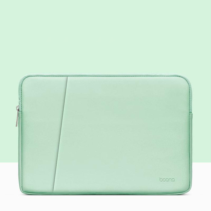 Leather Laptop Bag - Double-Layer Mint Green - 13/13.3/14 Inch