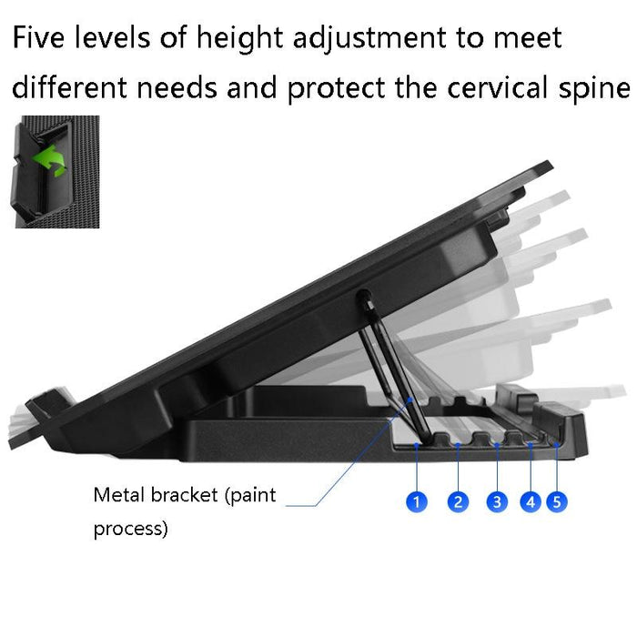 Adjustable Dual Fan Laptop Cooling Bracket Knight Dark