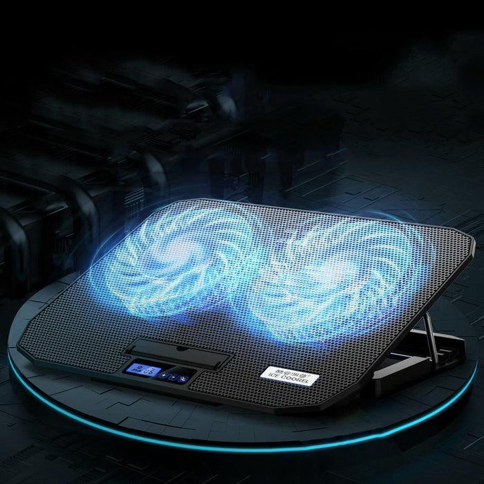 Adjustable Dual Fan Laptop Cooling Bracket Sea Blue