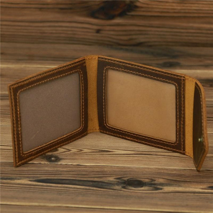 1071 Men Crazy Horse Leather Driver License Storage Wallet