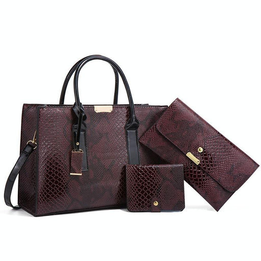 3 In 1 Snakeskin Pattern Fashion Diagonal Handbag