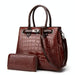 Large Capacity 2-in-1 Crocodile Patent Leather Shoulder Bag