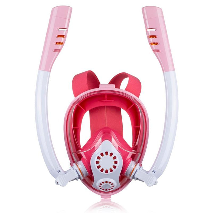 Kids Double Tube Full Dry Silicone Diving Snorkeling Mask