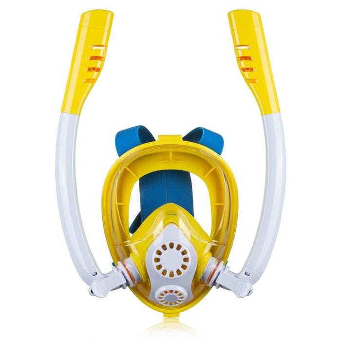 Kids Double Tube Full Dry Silicone Diving Snorkeling Mask