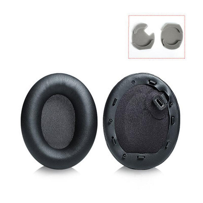 2 Pcs Leather Headset Earmuffs For Sony 1000Xm4 Black With Snap