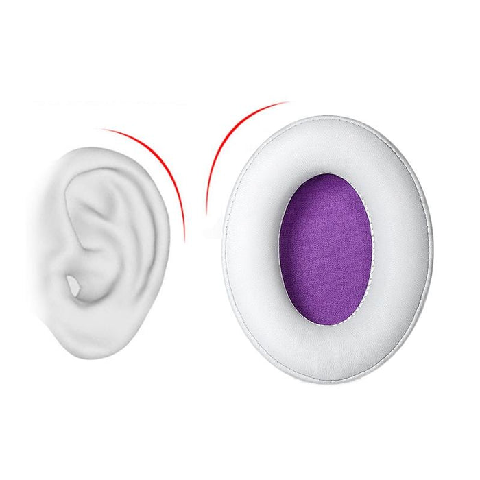 2Pcs Headset Earmuffs For Kingston Hyperx Cloud Ii / Silver / Alpha / Flight / Stinger - White & Purple Lambskin