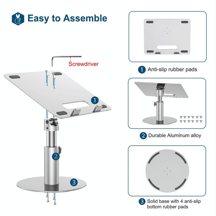 360 Rotating Lifting Aluminum Alloy Laptop Bracket Silver