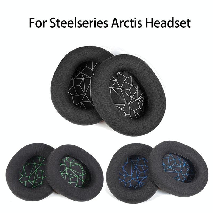 2Pcs Sponge Headset Pad For Steelseries Arctis Pro 3 / Arctis 3 / 5 / 7 Black Gel