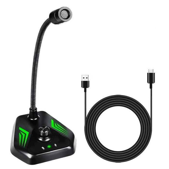 Desktop Computer Gooseneck Condenser Microphone Usb Version With Rgb Breathing Lamp