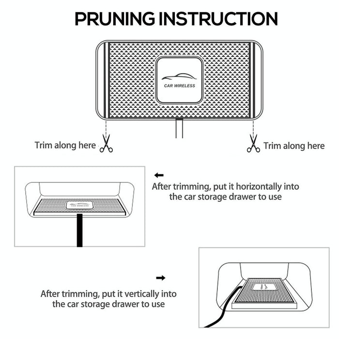 C1 15w Car Anti-skid Mats Wireless Charger With 1m Usb Data