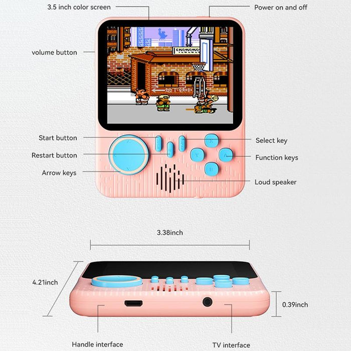 G7 3.5 Inch Ultra-Thin Handheld Game Console Built-In 666 Games - Single Pink