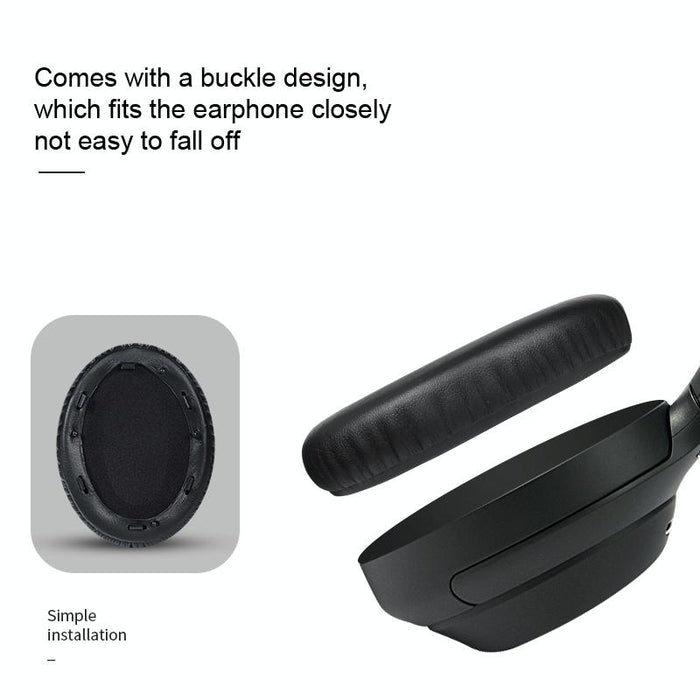 2Pcs Pu Leather Earpads For Sony Wh-1000Xm4 - Black & Buckle