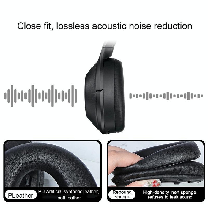 2Pcs Pu Leather Earpads For Sony Wh-1000Xm4 - Black & Buckle