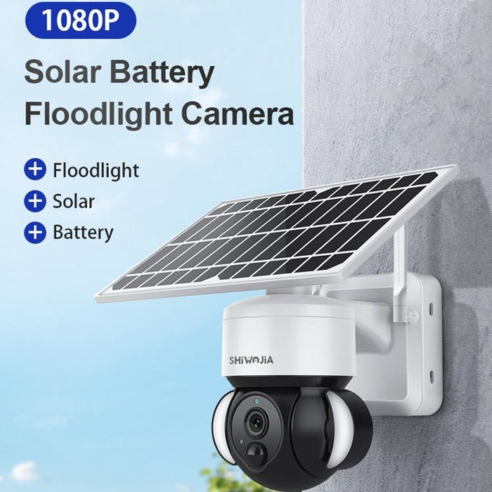 Ip66 Waterproof Wifi Solar Dome Ip Camera Support Two-Way Audio & Pir Motion Detection & Night Vision & Tf Card 1080P Graffiti Solar Wifi Version