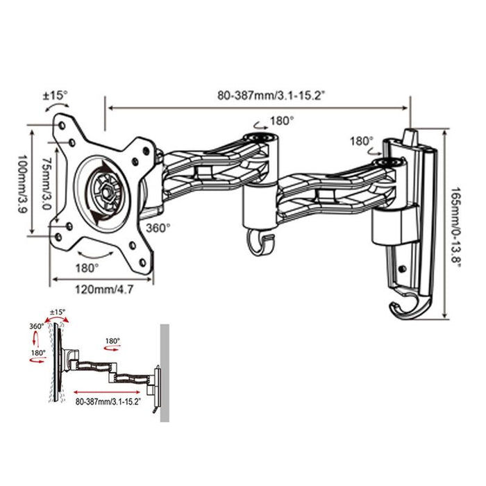 Gibbon Mounts L33 Monitor Bracket Wall Mounting Telescopic Rotating Aluminum Alloy Tv Hanger