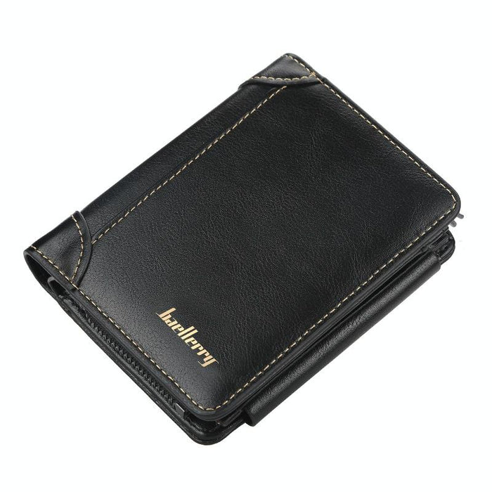 D9159 Men Short Tri-Fold Zip Coin Purse Thin Card Holder