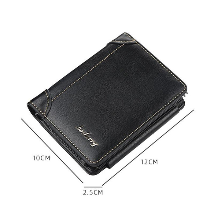 D9159 Men Short Tri-Fold Zip Coin Purse Thin Card Holder