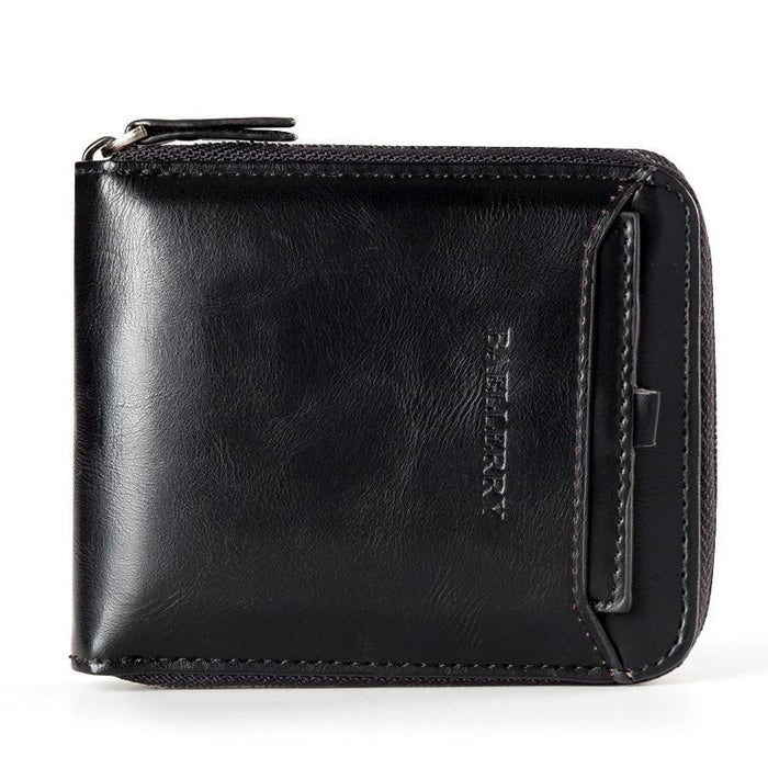 D3124 Short Pu Leather Wallet Zipper Retro Youth Small Wallet