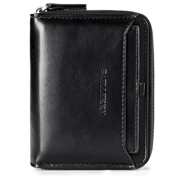 D3124 Short Pu Leather Wallet Zipper Retro Youth Small Wallet