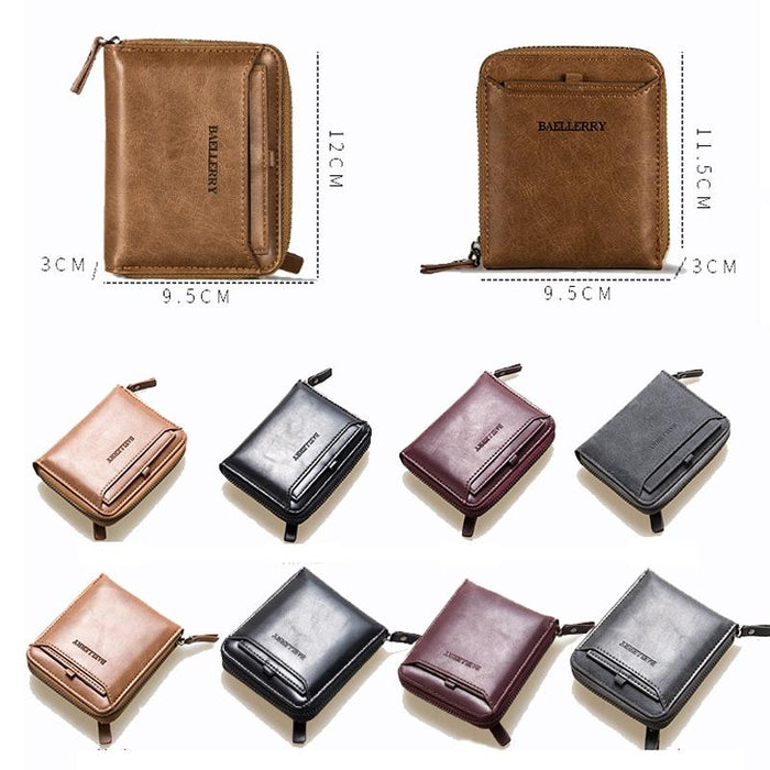 D3124 Short Pu Leather Wallet Zipper Retro Youth Small Wallet
